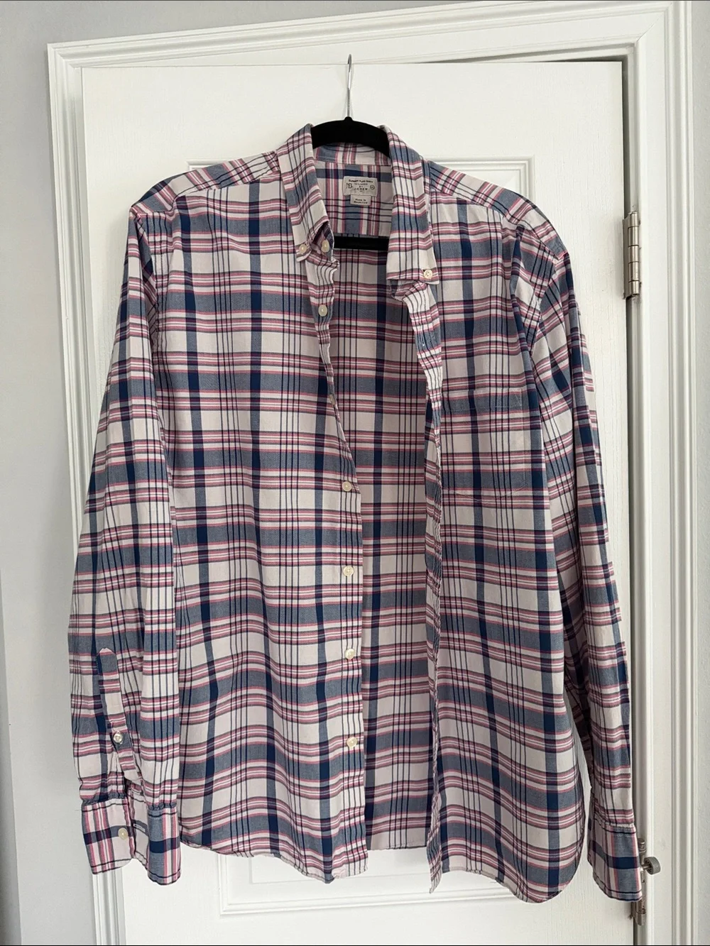 J Crew Classic Plaid Button-Down Shirt - Blue & Pink